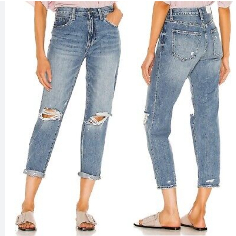 Pistola  Presley High Rise Relaxed Distressed Denim Jeans 28